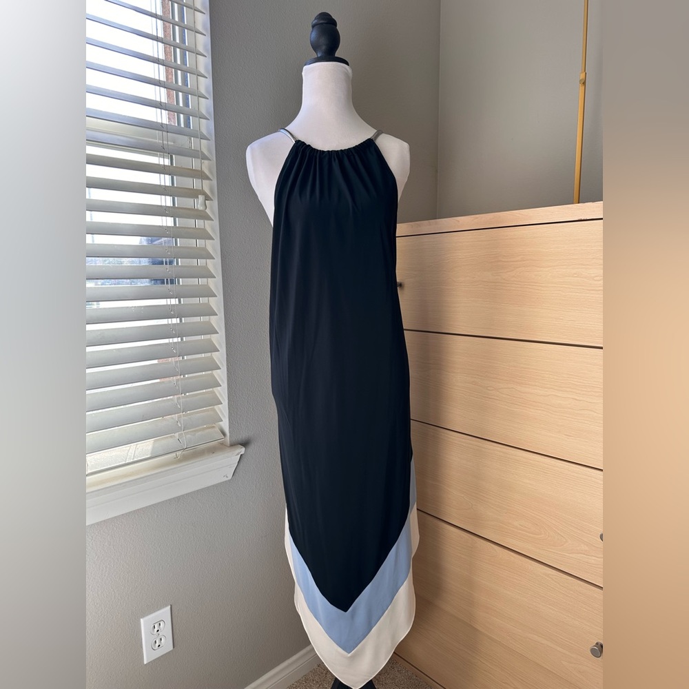 Alfani Navy and White Maxi Dress